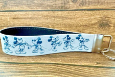 Key Fob Key Chain Holder Wrist Lanyard Disney Mickey Black  White Sketch Print