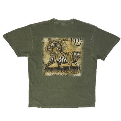 Columbus Zoo & Aquarium Bengal Tiger Tshirt - M Faded Stonewash Vintage Green