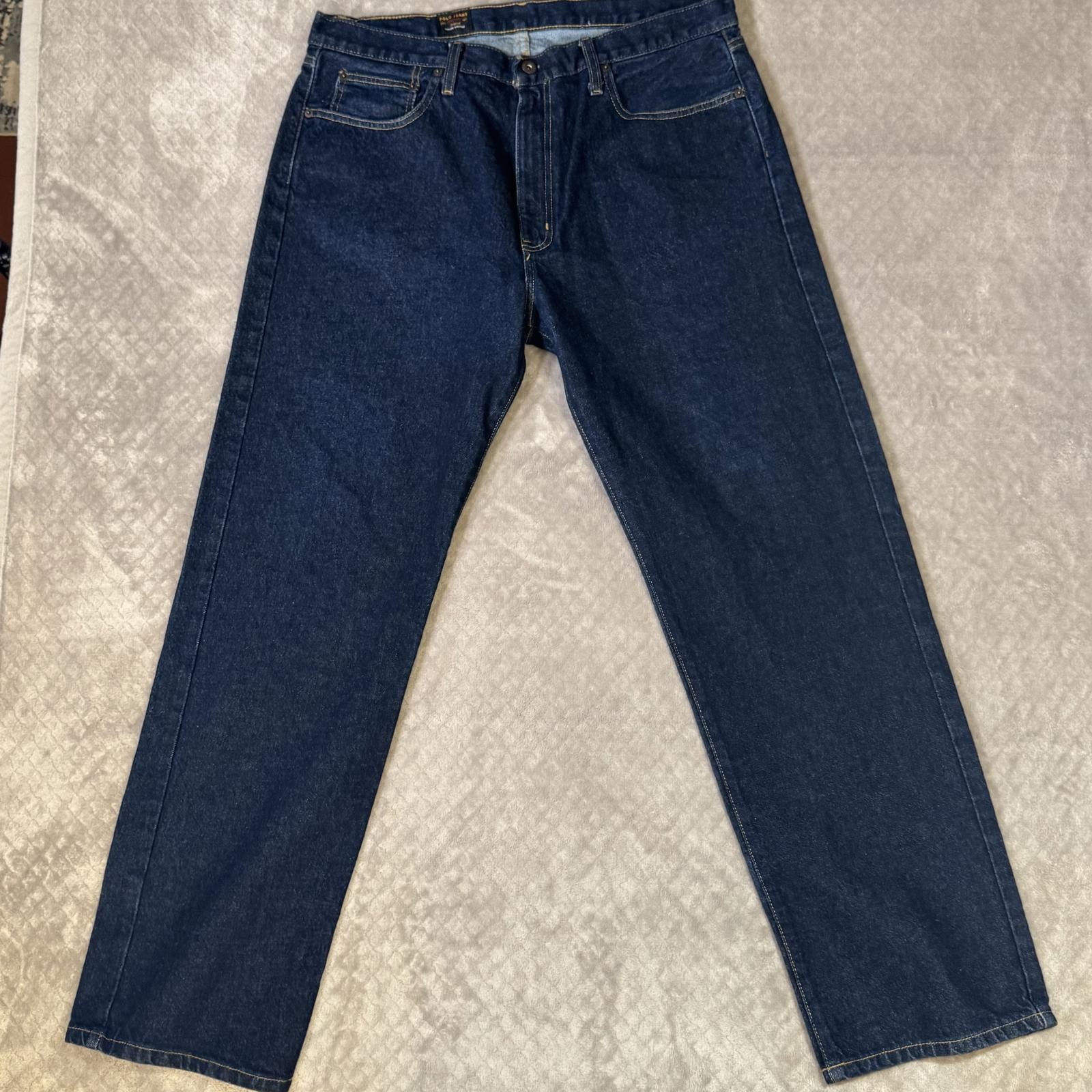 VTG Ralph Lauren Polo Jeans 36x32  RL Classic Straight Leg Cut 00049 Dark Wash