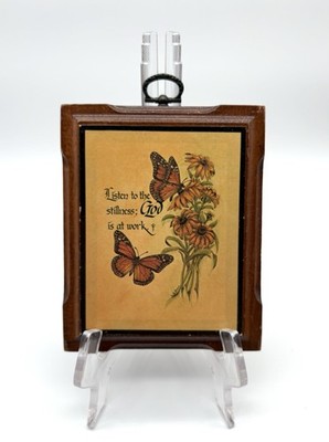Vintage Butterfly Wall Plaque Listen to the Stillness God Is at Work Framed Art