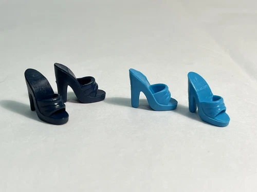 Vintage Barbie Mule Heels Chunky Platform Lot Light Blue Navy Phillipines