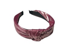 Red Metallic Dots Fabric Fashion Headband w/ Top Knot