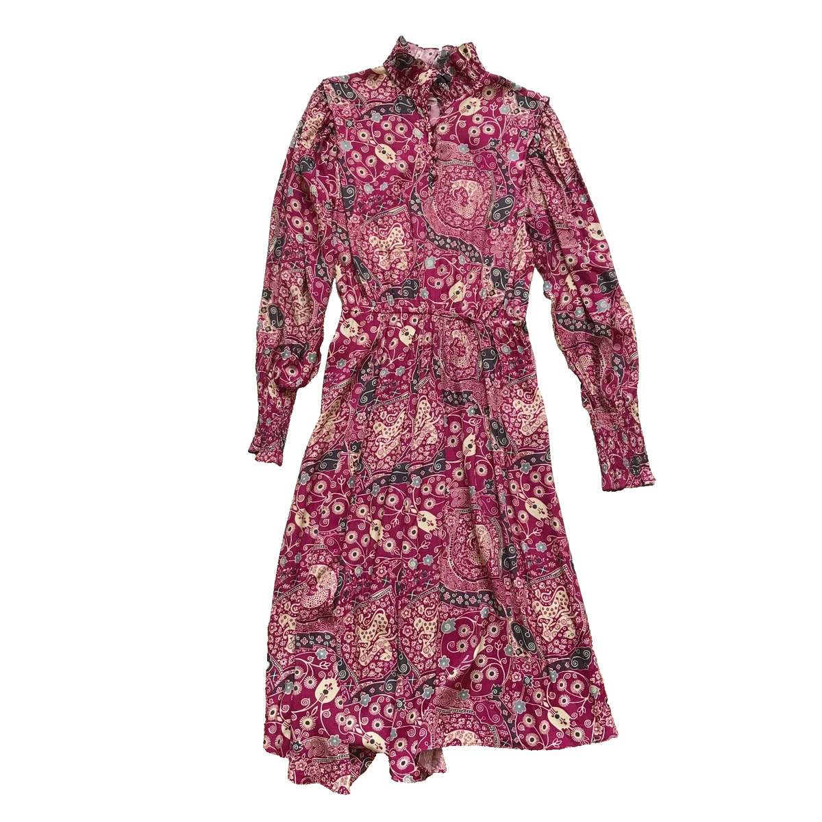 Isabel Marant Etoile Cescott Midi Dress Womens 36 4 Pink Long Sleeve Smocked