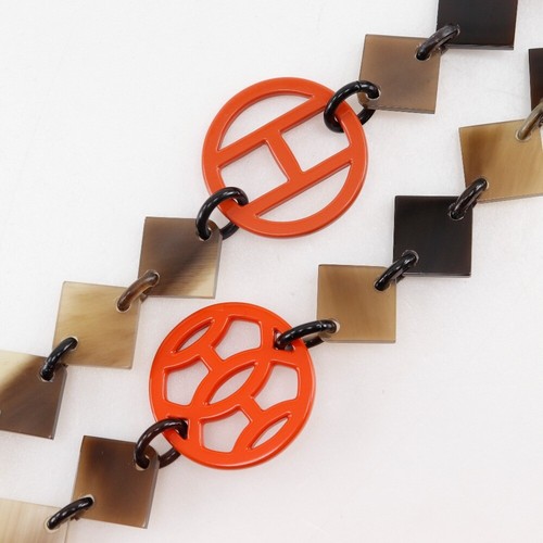 HERMES long Diva Necklace Brown / orange Buffalo horn 28g Women - 第 5/9 張圖片