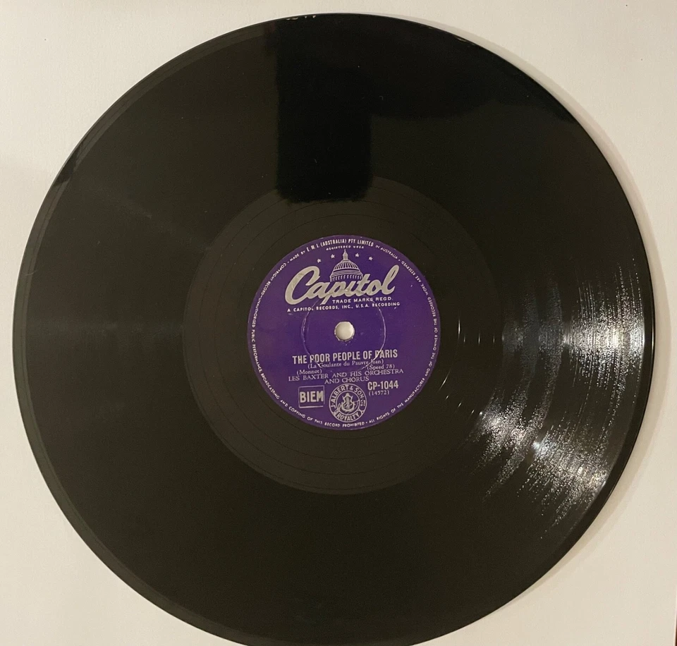 78RPM Record The Poor People of Paris/Theme From Helen of Troy - Les Baxter - Image 2 of 4