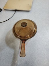 Vintage Vision Amber .5.L Sauce Pan Glass Cookware w/Lid Corning Ware