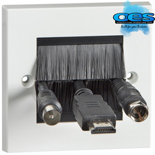 NETBRUSH2G Brush Outlet Cable Entry Wall Plate AV TV Single 1 Gang Letterbox