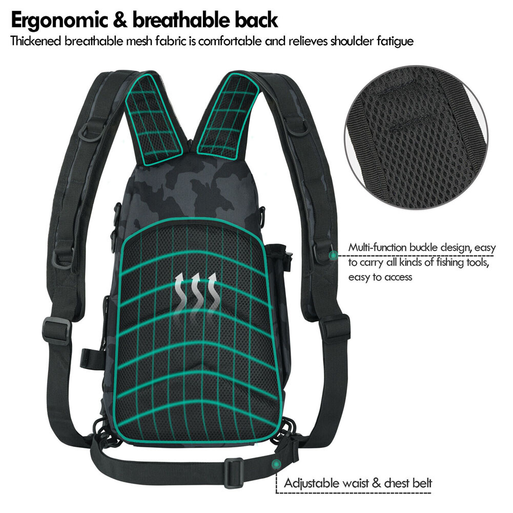 Fishing Backpack Lure Fishing Rod Bag Sling Shoulder Bag Fishing Tackle Bags eBay