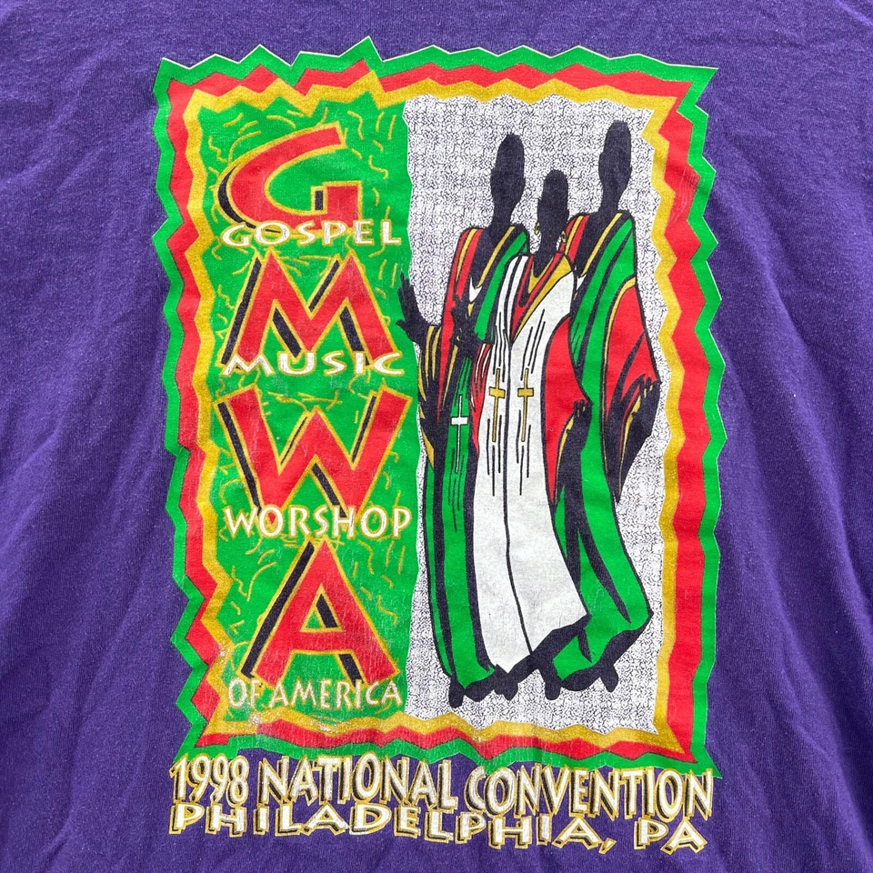 Винтажная мужская рубашка Mass Choir 2XL фиолетовая 1998 США короткий рукав Philly для взрослых XXL - Изображение 4 из 4