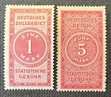 Germany - 1920  s 2 Custom Fee Tax Revenue Stamps, 1 Hinged, 1 MNH
