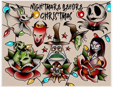 Nightmare Before Christmas Tattoo Flash Art Print 11x14