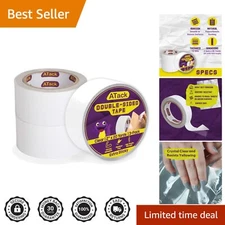Double-Sided Clear Tape 2-Inch x 20 Yards - 3-Pack Heavy Duty Mounting Solution