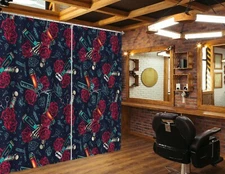 3D Red Rose A4140 Barber Shop Photo Curtain Window Blockout Fabric Amy 2023