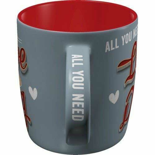 Retro Sturdy Ceramic Mug 'All you need is LOVE and a DOG' Vintage Design Pups - Bild 3 von 5