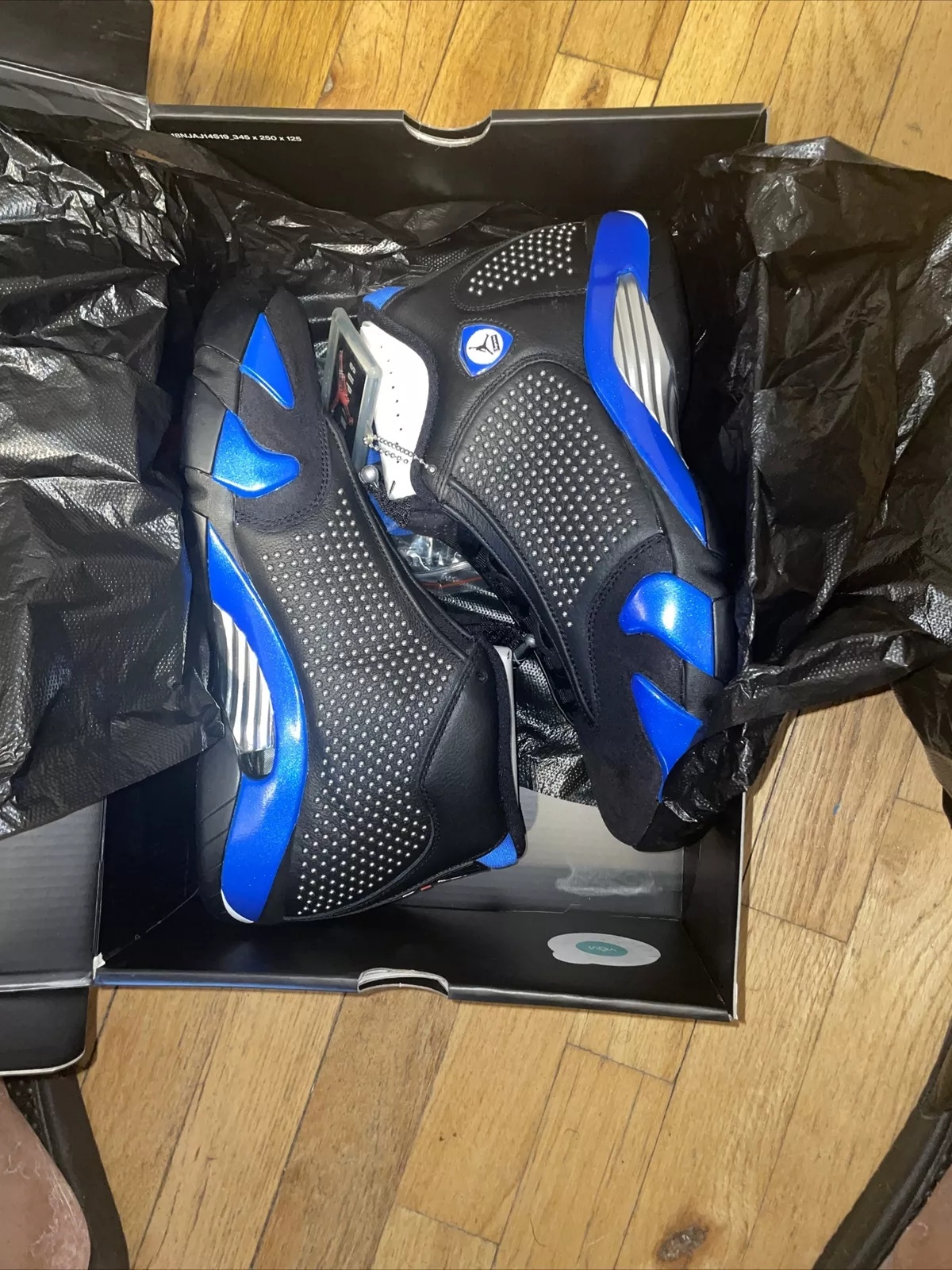 Size 9.5   Jordan 14 Retro x Supreme Black Varsity Royal 2019