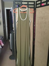 Fashion Nova Women’s green and white trim maxi dress size 1X pre-owned