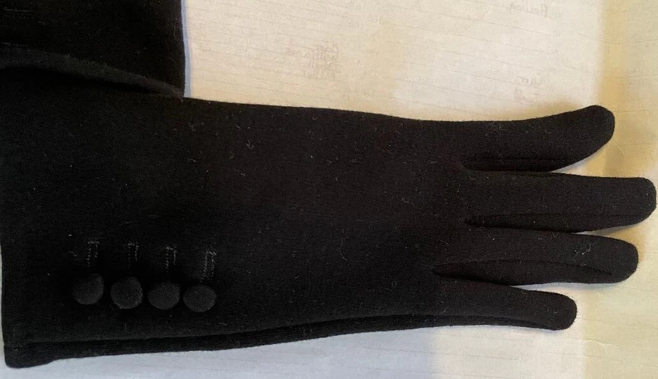 黑色女式正装或驾驶手套,绒面衬里,全新无标签  — 第 2/3 张图片
