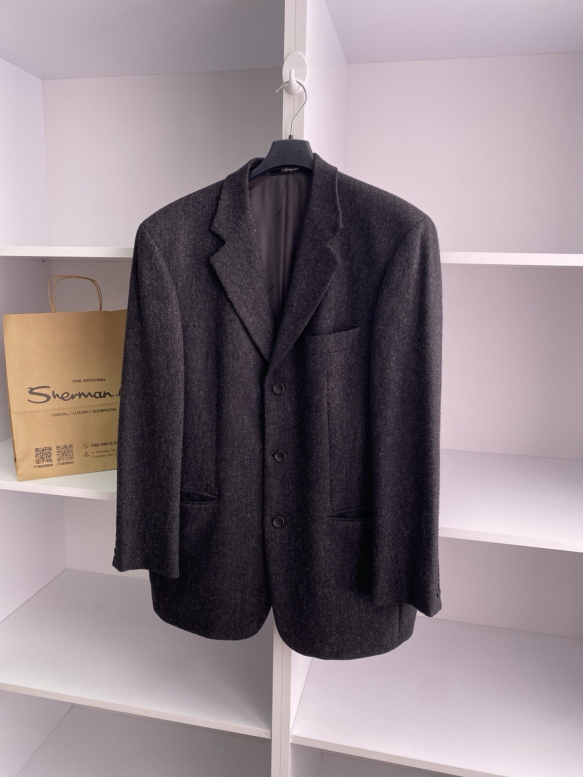 Giacca tuta uomo tweed lana vintage YSL Yves Saint Laurent