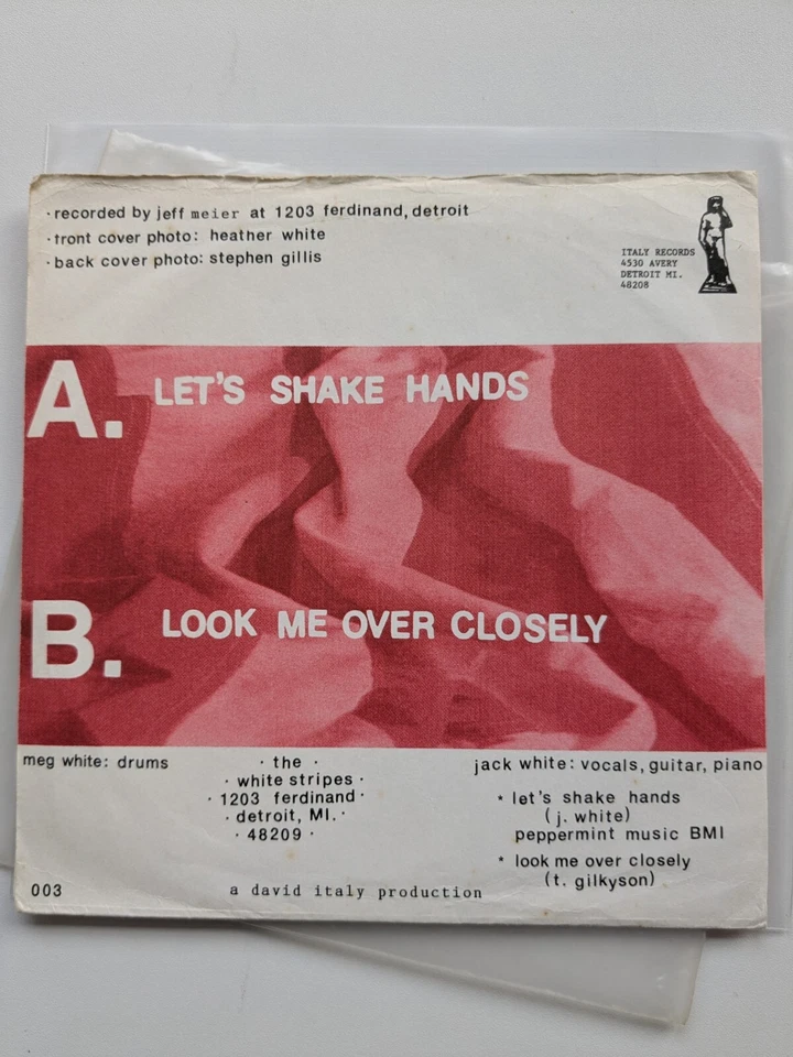 The White Stripes - Let's Shake Hands - US First Press Red 7" Vinyl Single 1998 - Image 3 of 4