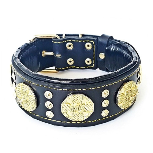 Bestia "Maximus" leather dog collar. 2.5 INCH WIDE. padded. hand made!
