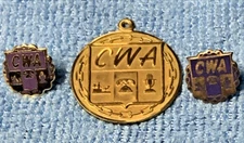 CWA Communication Workers of America W/1/10 10K Gold Pendant + Bonus Pins