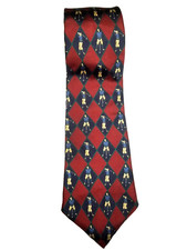 Tommy Hilfiger 100 Italian Silk Burgundy Diamond Golfing Figures Pointed Tie