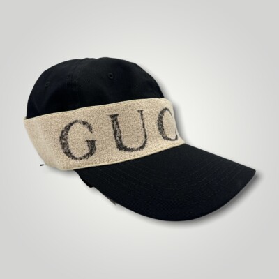 Gucci Black Cotton Elastic GUCCI Baseball Cap Made in Italy  display picture 1