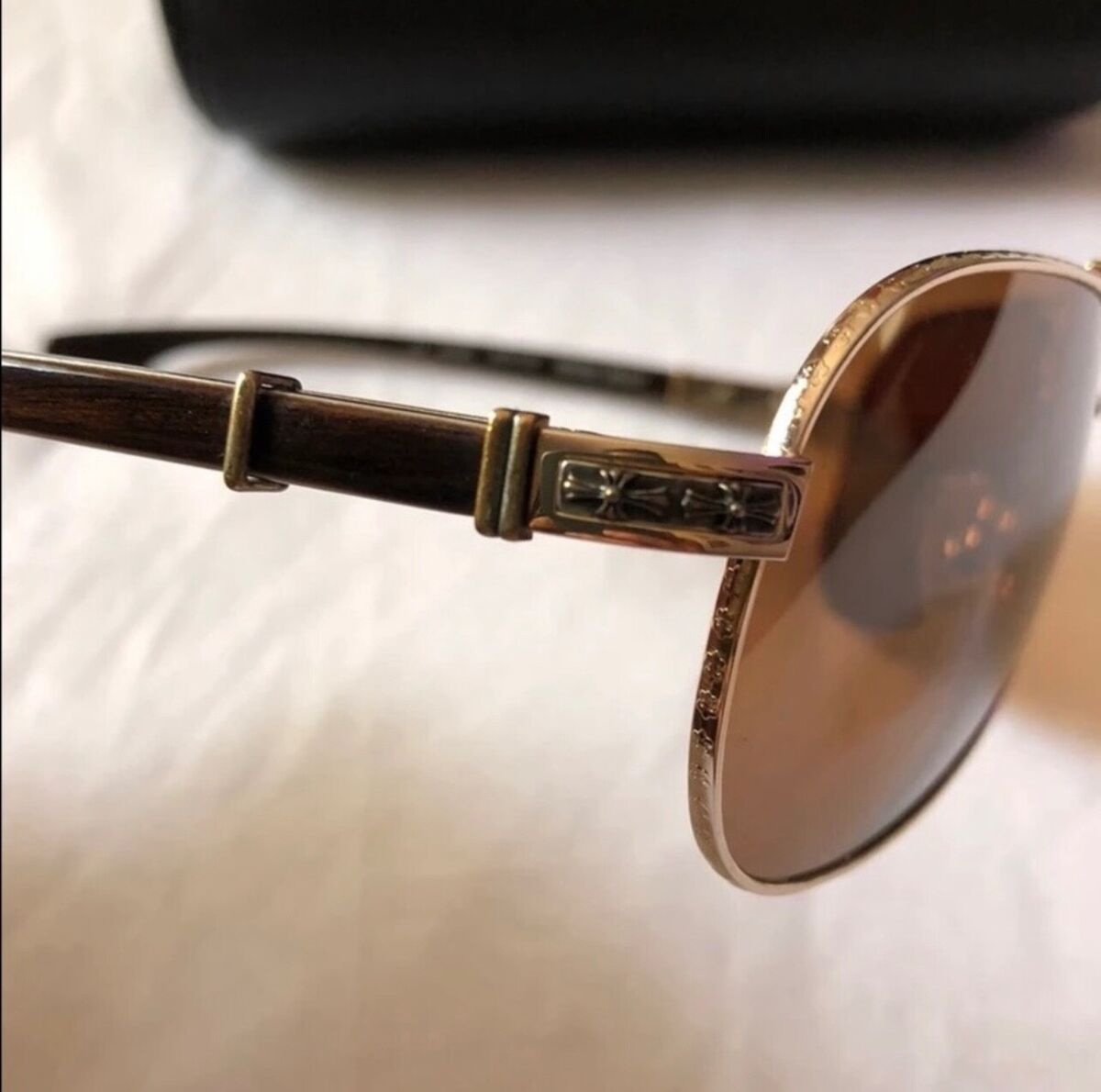 Chrome Hearts Grand Beast Sunglasses Gold Plated/Ebony Wood Chrome Hearts Grand Beast Sunglasses Gold Plated/Ebony Wood