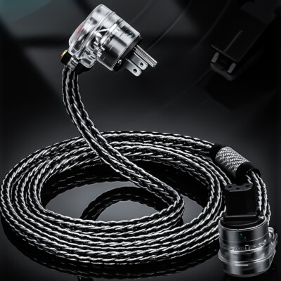 16Strands Silver Plated Power Cable EU US HiFi Audio Power Cord Right Angle Plug