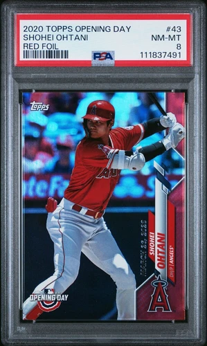 PSA 8 nm-mint 2020 TOPPS OPENING DAY #43 SHOHEI OHTANI RED FOIL color match