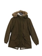 Geographical Norway Women's Coat Uk 12 Green Cotton With Polyester Parka