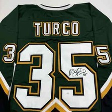 Marty Turco Signed Dallas Stars Custom Green Hockey Jersey w/JSA COA