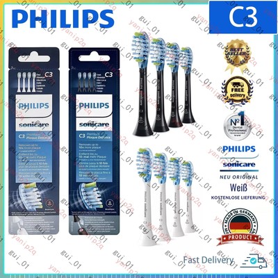 Philips Sonicare C3 Optimal Premium Plaque Bürstenköpfe HX9044 4/8x Schwarz Weiß
