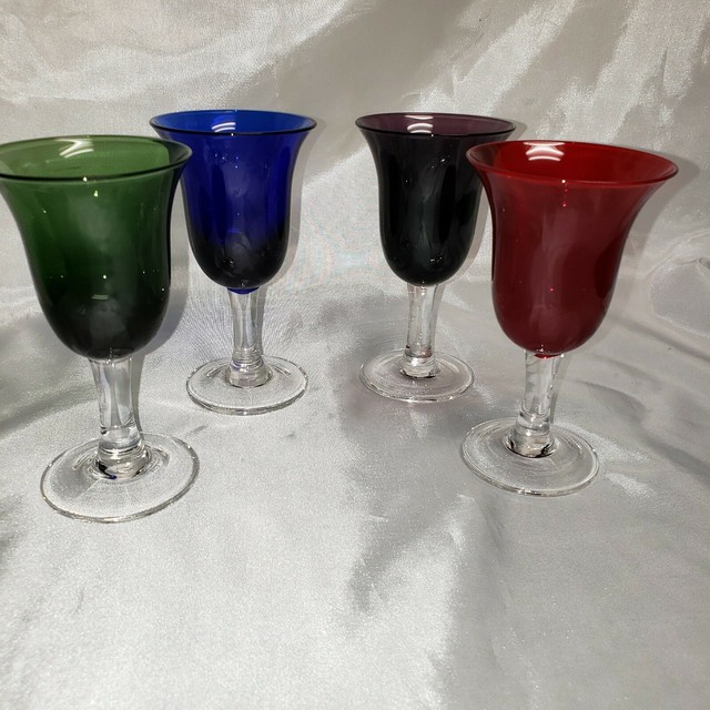 Vintage (4) Multi Colored Cordial liqueur Glasses no chips or cracks eBay
