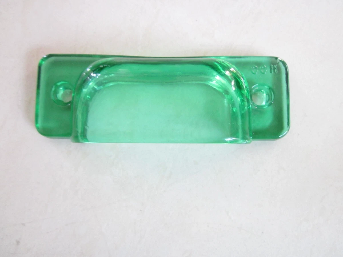 Vintage Frosted Green Glass Cabinet Knobs – Hand-Cut, Handled Pulls For Cabinets & Bi-Fold Doors