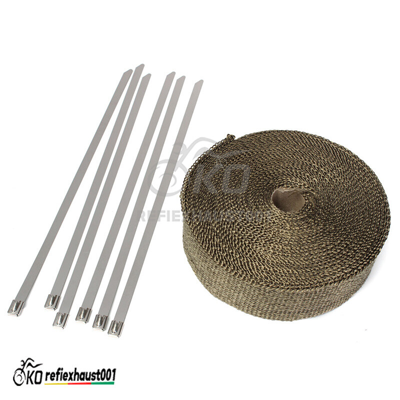 15M Roll Lava Exhaust Manifold Header Pipe Heat Wrap Tape 10 Ties Kit Motorcycle