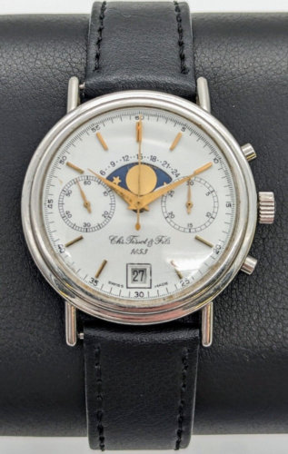 Tissot & Fils Chronograph Automatic 37mm Valjoux 7734 Fase Lunar Vintage Reloj # - Imagen 1 de 11