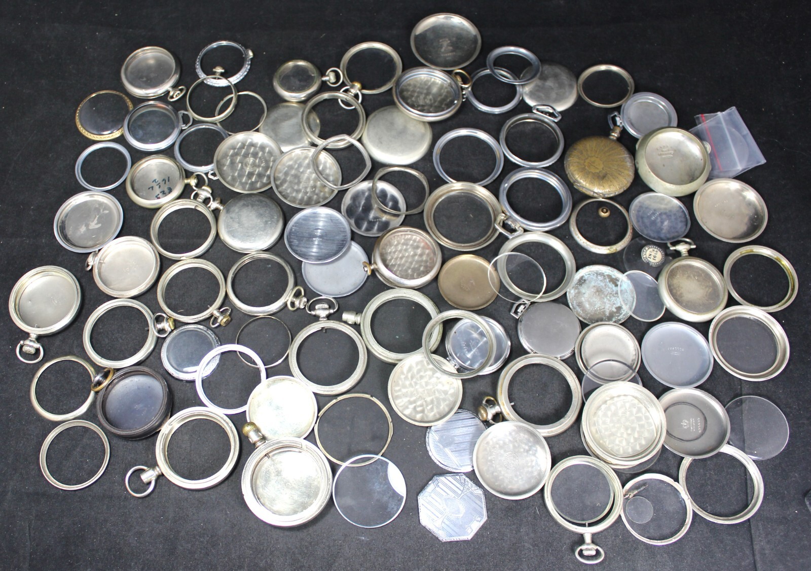 3+ Lbs Pocket Watch Case Parts Lot Bezels Frames Backs Vintage