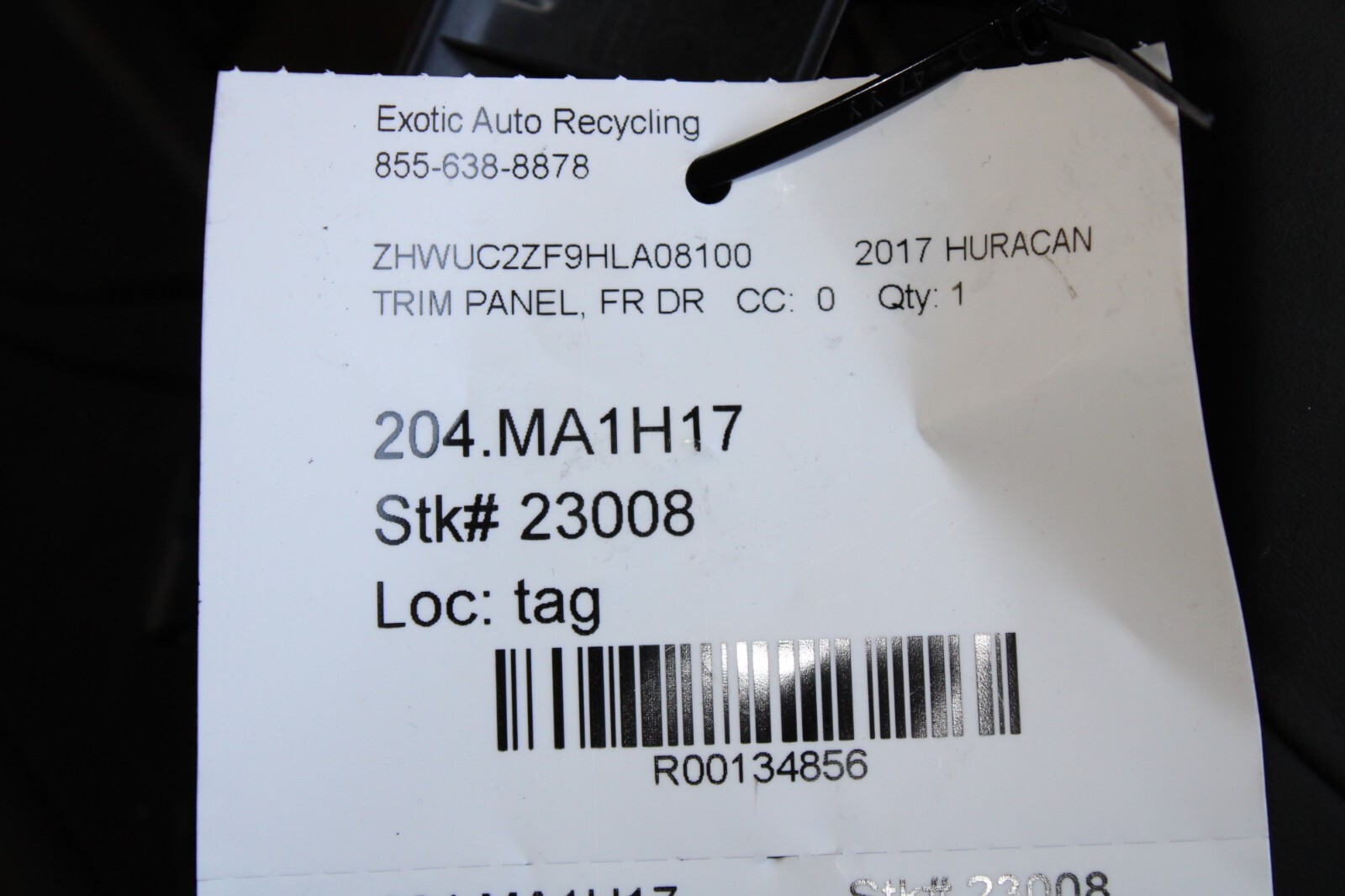 Lamborghini Huracan, LP610, 580, RH, Front Door Panel, Used, P/N 4T1867108M