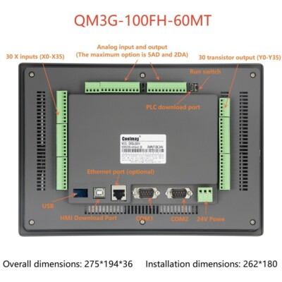 Coolmay 100FH 10'' PLC HMI All-in-one Analog Inputs and Outputs Can Be Customized