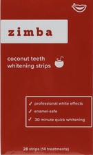 Zimba Coconut Teeth Whitening Strips, Chem. Free, Vegan, 28 Pieces (Pack of 1)