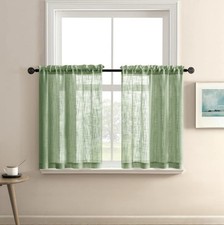 Sage Green Boho Curtains for Kitchen Bathroom Set,Home Decor Linen Weaving