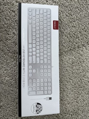 Macally Premium Wired Mac Keyboard with 2 Port Hub - Full Size with Numeric K...