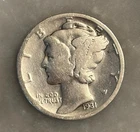 1931-S Mercury Dime - G - Good - 90% Silver