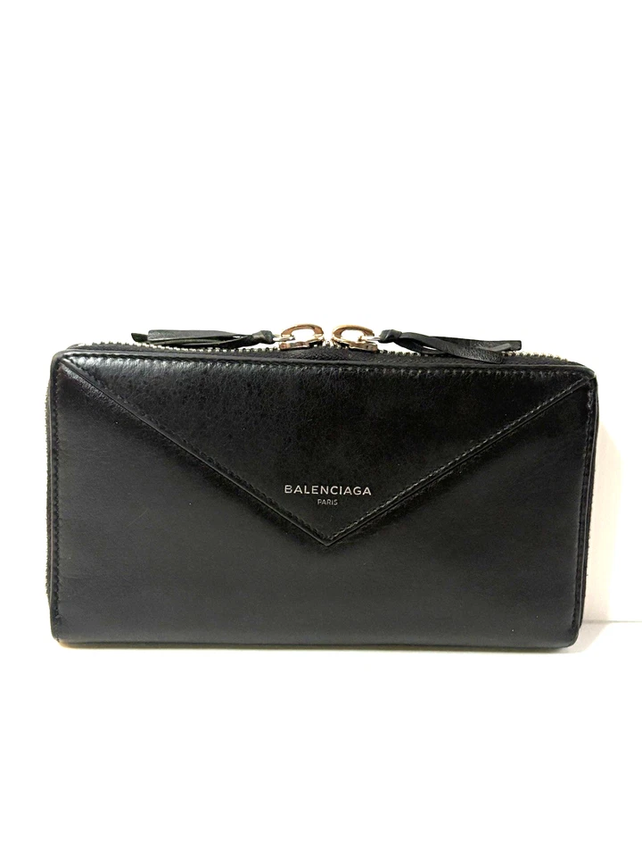 Cartera Continental Balenciaga Papel Cuero Negro Hecha en París - ¡Listo para Regalo! Foto 4 de 4