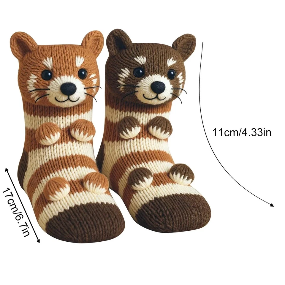 3D Cute Animals Socks Knitted Animal Pattern Floor Socks Unisex Funny Winter AU^ - image 2 of 4