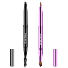 2 Pieces Retractable Eyebrow Lip Brush Soft Eyelash Makeup Brush Set With Cap...