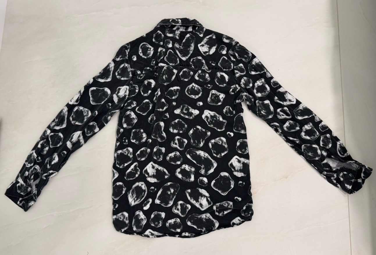 Zara Men’s Button Down Shirt Size S Black White Abstract Print Long Sleeve image 2