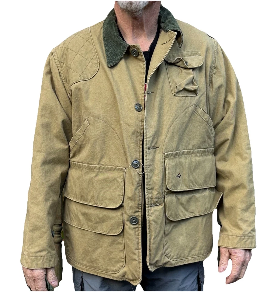 Abrigo de pato de caza seco con hueso rojo para hombre L 44 abrigo de campo forrado con cremallera bolsa de juego Foto 2 de 4