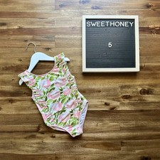 SweetHoney Leotard Tumbling Whisp Rose Floral Sleeveless Ruffle Pink Green 5